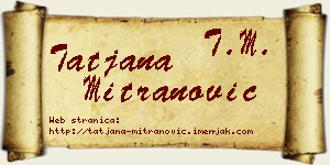 Tatjana Mitranović vizit kartica